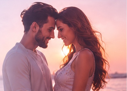 Couple sharing a sunset moment